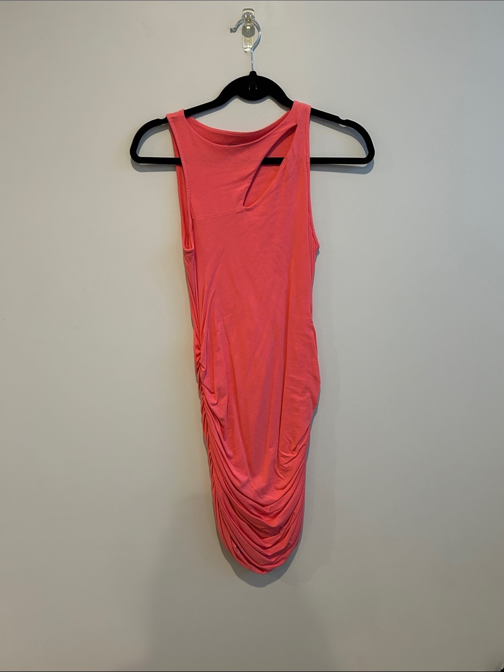 Express One-Shoulder Coral Ruched Dress